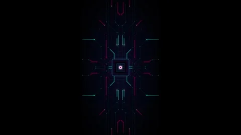 Neon digital circuit board animation: cyberpunk tech background, with glowi.. Stock Footage 337561768