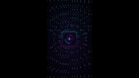 Neon digital circuit hud background: abstract cyberpunk tech interface anim.. Stock Footage 337561763