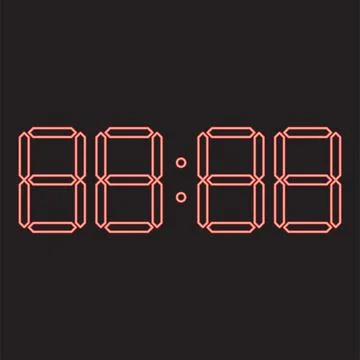 Neon digital clock face red color vector illustration image flat style Illustrazione stock