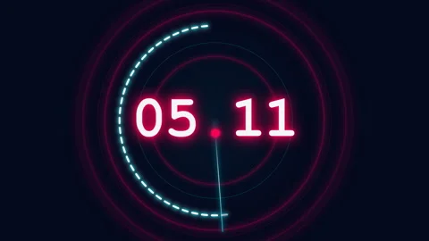Neon Digital Clock Timer Countdown. Vídeo Stock 337013133