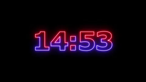Neon digital countdown timer fifteen minute clock. Vidéo 333080878
