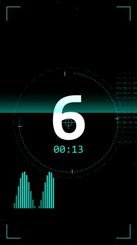 Neon Digital Counter Displaying Time Sequence on a Futuristic Black Backgroun Stock Footage 344937329