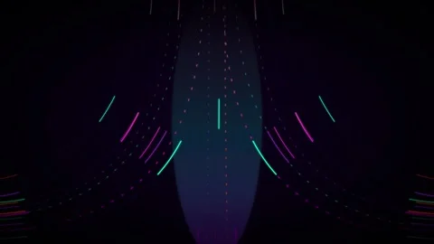 Neon digital data flow abstract background, with glowing cybernetic, lines .. Vidéo 344860696