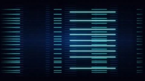 Neon digital data stream background, glowing cyan light bars, cyberpunk tec.. Stock Footage 337561952