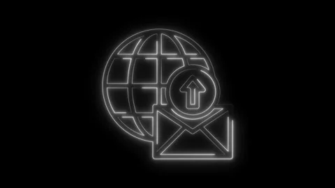 Neon digital data transfer visualization world globe email sending network 스톡 동영상 322990871