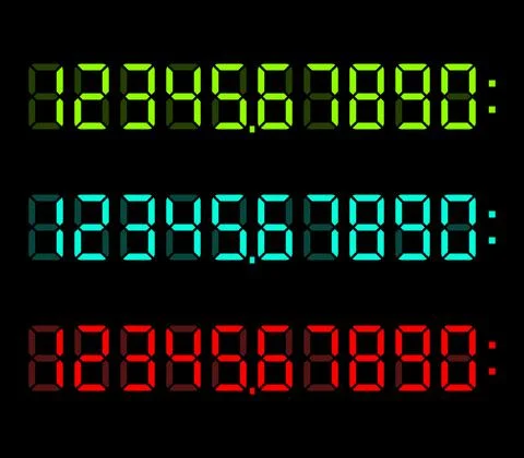 Neon digital display font Stock Illustration