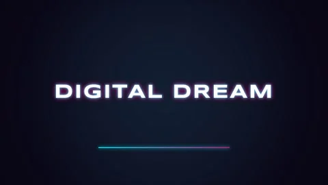 Neon 'Digital Dream' Text Title on Dark Background, Abstract Tech Display Stock Footage 337501182