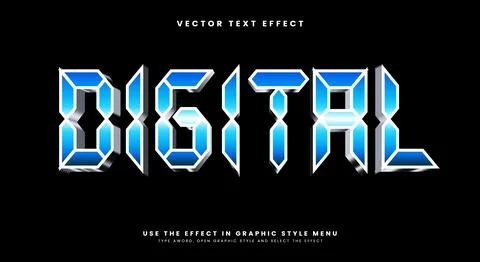 Neon Digital editable text effect Template Stock Illustration