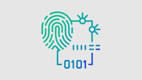 Neon Digital Fingerprint with Binary Numbers and Transparent Background Stock Footage 337943622