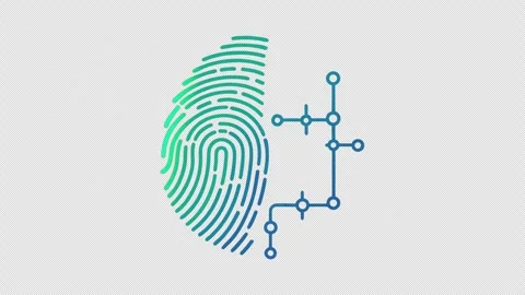 Neon Digital Fingerprint with Circuit Network and Transparent Background 库存影片 337943662