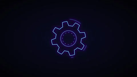 Neon digital gear icon animation: futuristic hud interface for tech project.. Stock Footage 344860187