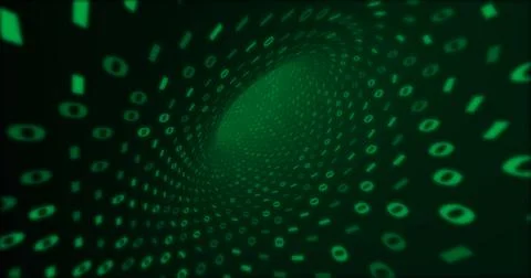 Neon Digital green binary tunnel. Seamless background for network, big data Illustrazione stock