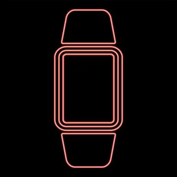 Neon digital hand clock red color vector illustration flat style image Illustrazione stock