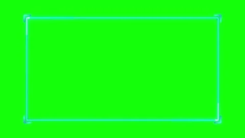 Neon digital hud frame overlay with glowing cyberpunk border on green screen Stock Footage 337555652