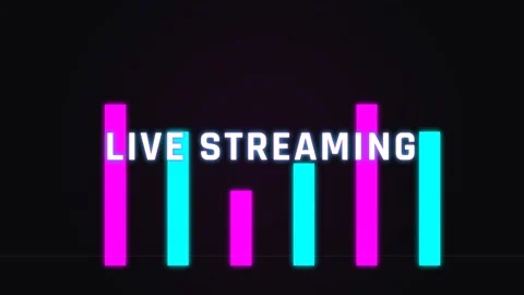 Neon digital live streaming data visualization bar chart animation on dark .. Stock Footage 337501527