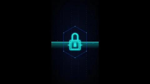 Neon digital lock animation: cyber security and data protection concept neo.. Stock Footage 337561843