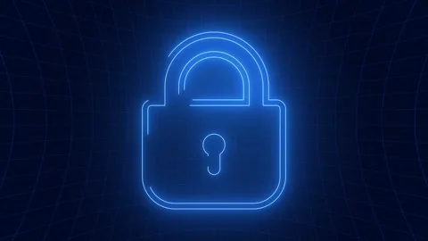 Neon Digital Lock Cybersecurity Concept Background Stock Footage 339493771
