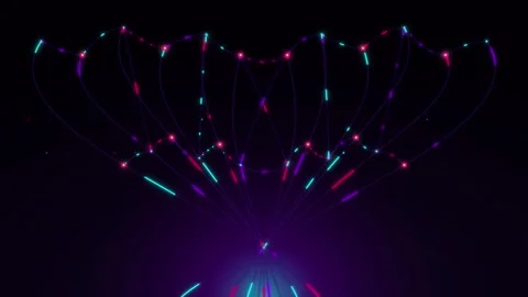 Neon digital network connection abstract background, with glowing data, lin.. Stock Footage 337561895