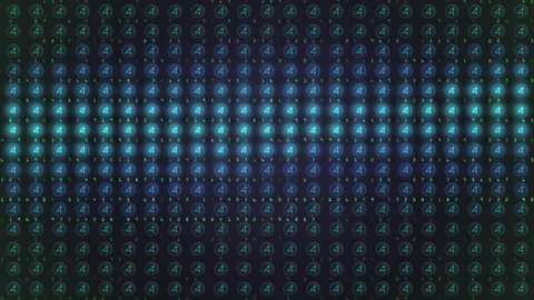 Neon Digital Numeric Grid Background With Glowing Blue Data Stock Footage 321691530