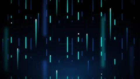 Neon digital rain background: abstract glowing blue and cyan vertical light.. Stock Footage 337561900