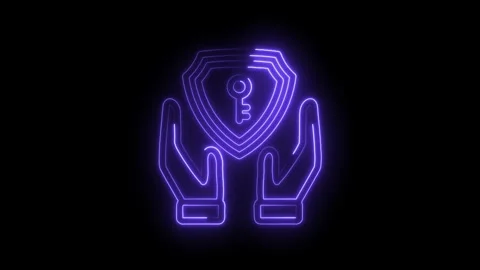 Neon digital security icon on black background showing data protection and .. Stock Footage 312308939
