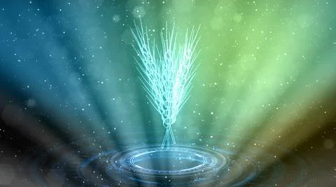 Neon digital spikelets 3d renders, cg abstract 3D rendering Ilustración de archivo