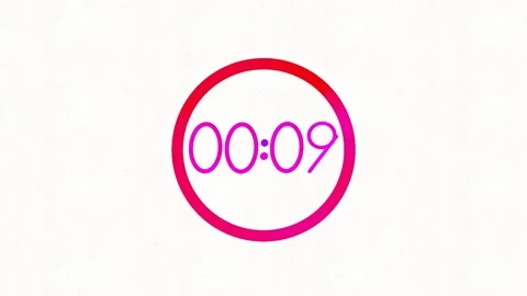 Neon digital timer clock 10 second countdown red pink vector stock video Stock Footage 347091429