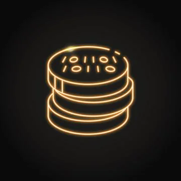 Neon digital token icon in line style Stock Illustration