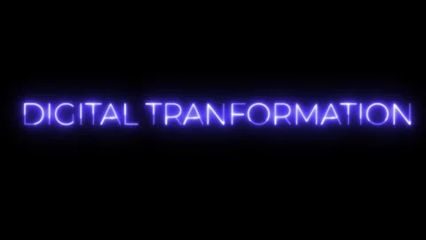 Neon Digital Transformation Sign Video stock 295991380