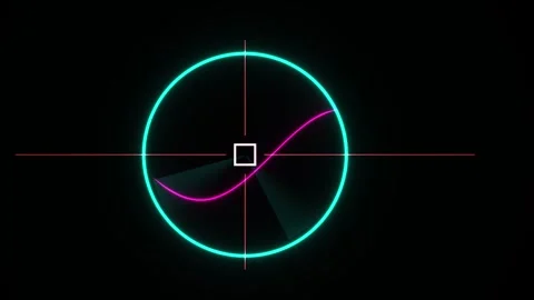 Neon Digital Waveform Oscilloscope Visualisation with Rotating Radar Scan. Stockbeeldmateriaal 334535842