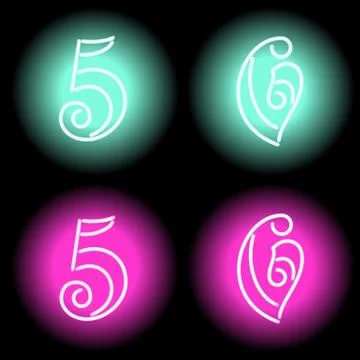 Neon digits Stock-Illustration