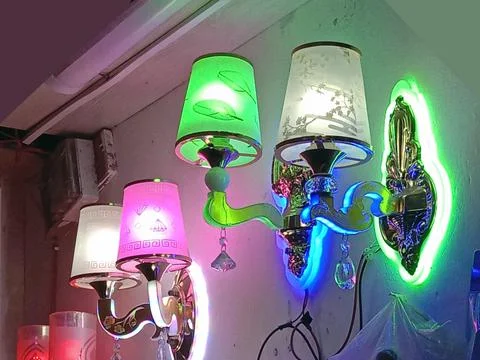 Neon dim lights of multiple colored Foto stock