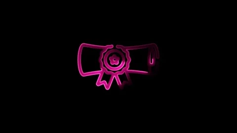 Neon Diploma Scroll Icon with Ribbon Symbolizing Achievement and Certificat.. Stock Footage 291376256
