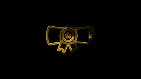 Neon Diploma Scroll Icon with Ribbon Symbolizing Achievement and Certificat.. Stock Footage 291376270