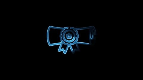 Neon Diploma Scroll Icon with Ribbon Symbolizing Achievement and Certificat.. Stock Footage 291376272