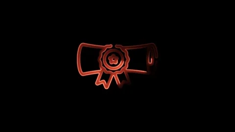 Neon Diploma Scroll Icon with Ribbon Symbolizing Achievement and Certificat.. Stock Footage 291376273
