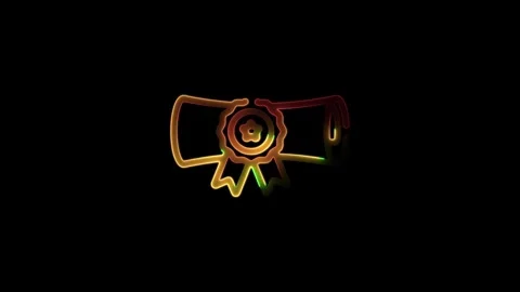 Neon Diploma Scroll Icon with Ribbon Symbolizing Achievement and Certificat.. Stock Footage 291376382