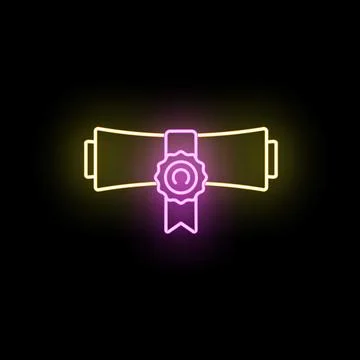 Neon diploma scroll representing education and achievement Stock Illustration