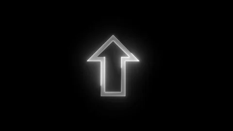 Neon up direction arrow icon glowing neon white color animation Stock Footage 274574851