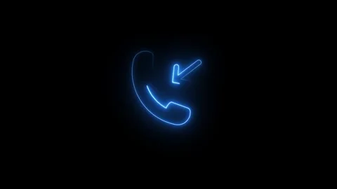 Neon Direction incoming phone call icon animated video Stock Footage 309229341