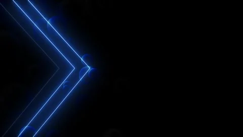 Neon direction lines tech blue arrow shapes, dark copy space, and glowing edge a Stock Footage 340565881