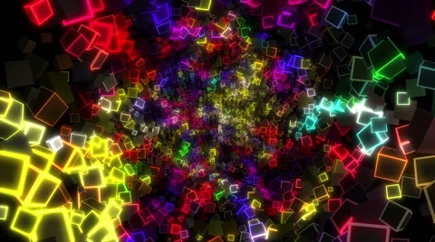 Neon Disco Cubes Stock Footage 58394204