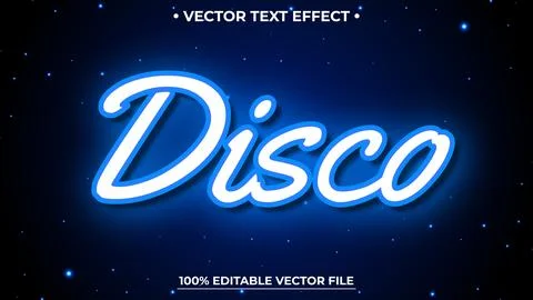 Neon Disco Light Text Effect Editable Retro and Glowing Text Style 库存插图