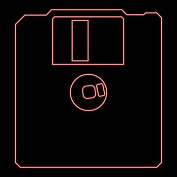 Neon diskette floppy disk storage concept red color vector illustration ima.. Stock Illustration
