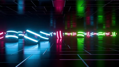 Neon display of neon lights in dark room. Infinitely looped animation Vídeos de archivo 257572302