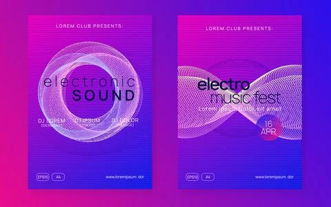 Neon dj flyer. Electro dance music. Electronic sound event. Club Stock Illustration