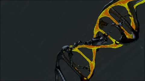 A neon dna 3d model rotate on dark background Stock Footage 154411789