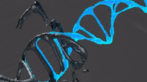 A neon dna 3d model rotate on dark background Stock Footage 154411812