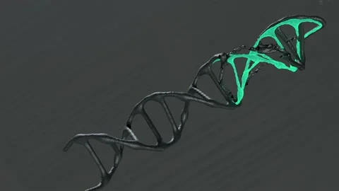 A neon dna 3d model rotate on dark background Stock Footage 154411863