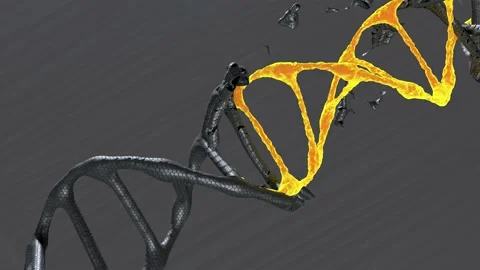 A neon dna 3d model rotate on dark background Stock Footage 154411906